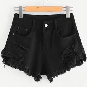 Black denim shorts